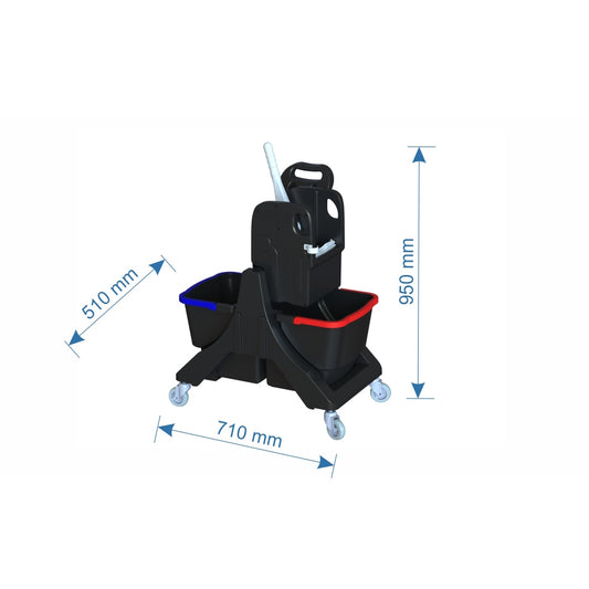 Arcora Ecoblack 45 Double Bucket Mopping Unit with Side Storage Tray