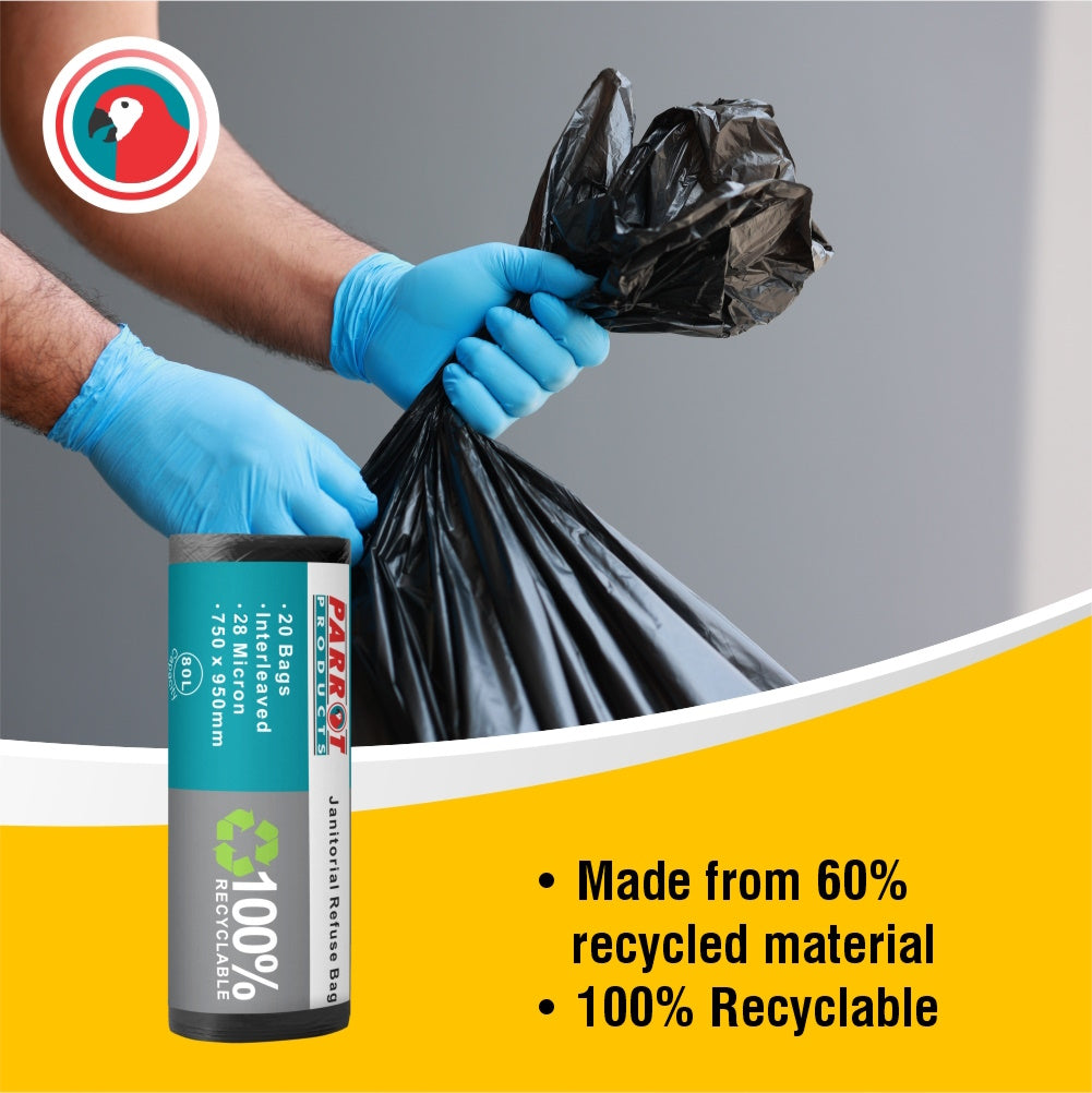 Parrot Refuse Bag 28 Micron 750x950mm (Pack of 20 Bags)(JA0402R)