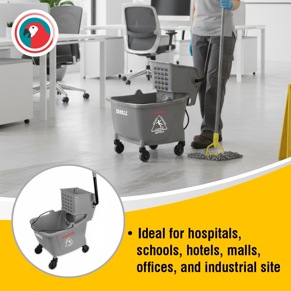 Parrot Janitorial Mop Wringer Trolley 34L – Commercial Cleaning Bucket (JA0709)