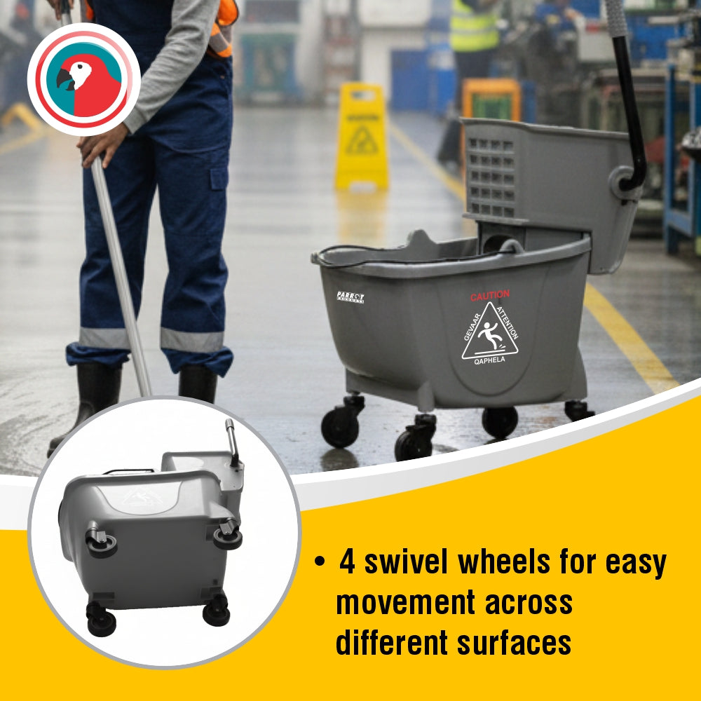Parrot Janitorial Mop Wringer Trolley 34L – Commercial Cleaning Bucket (JA0709)