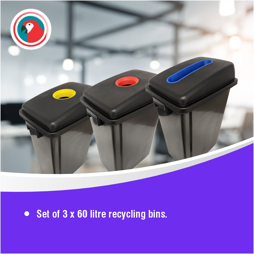 Parrot Bin Recycling Set of 3 - Plastic (JA0805)