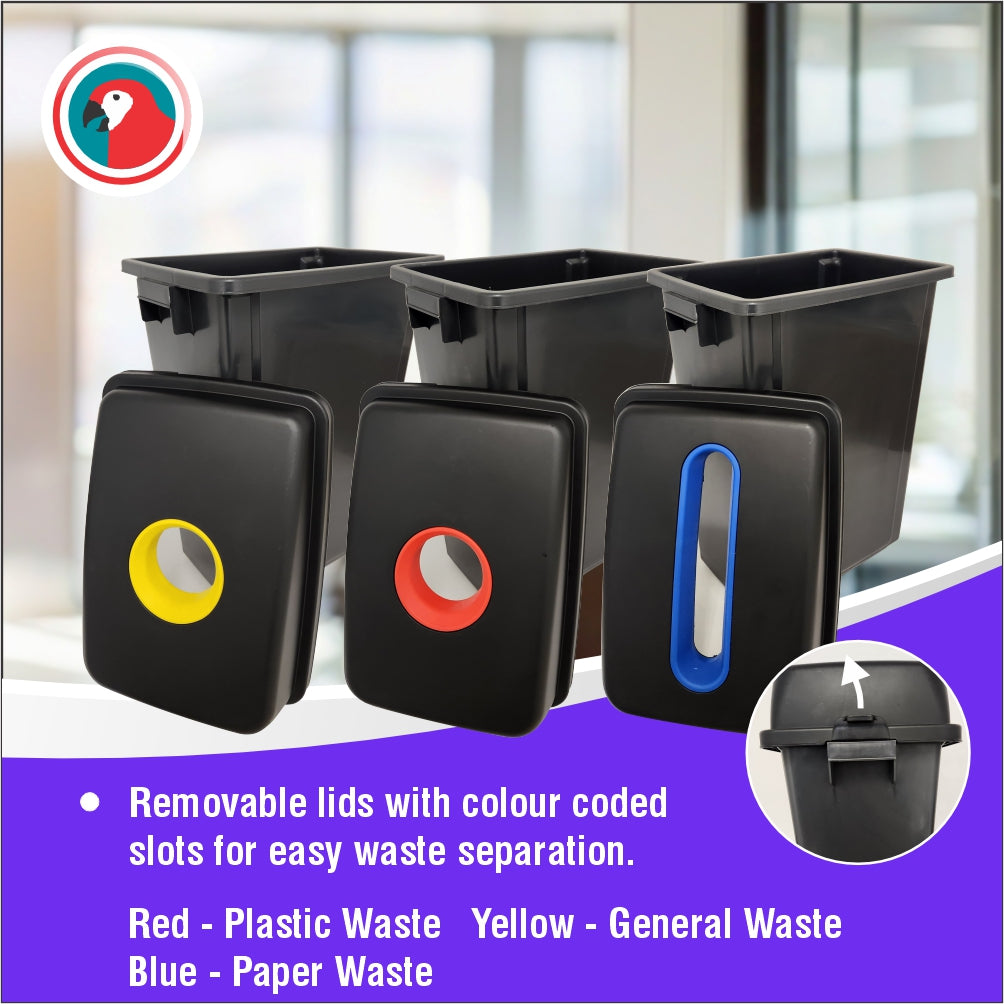 Parrot Bin Recycling Set of 3 - Plastic (JA0805)
