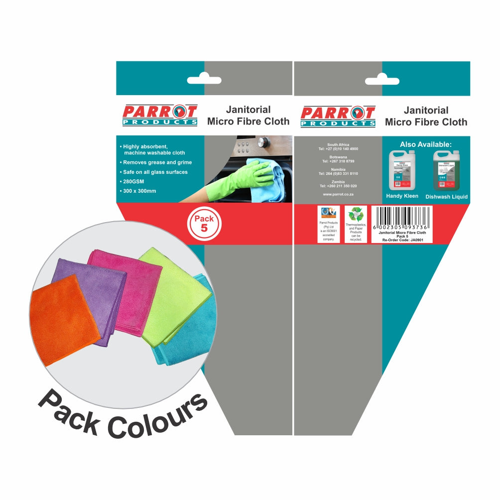 Parrot Microfibre Cloth 280gsm (Pack of 5) (JA0901)