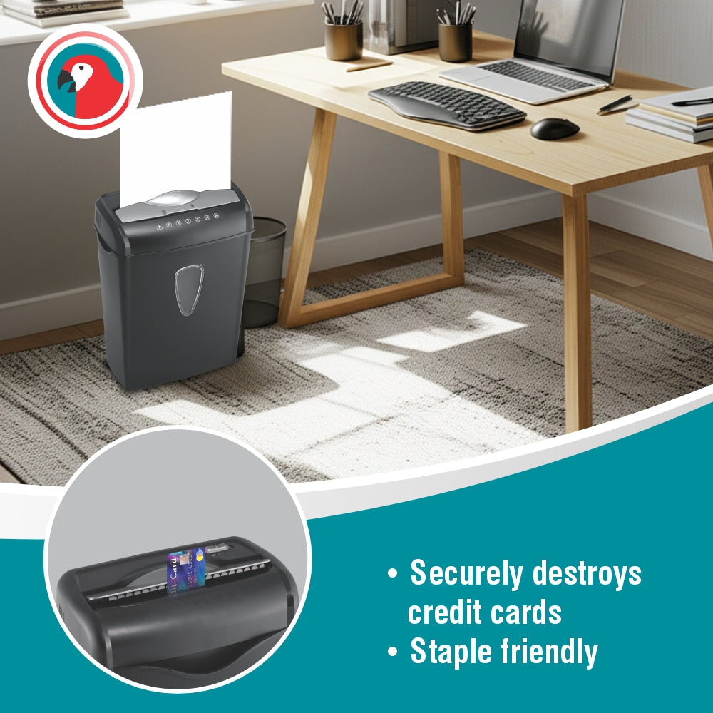 Parrot Shredder S1008CC - Paper 8 Sheet (5 x 47mm Cross Cut)