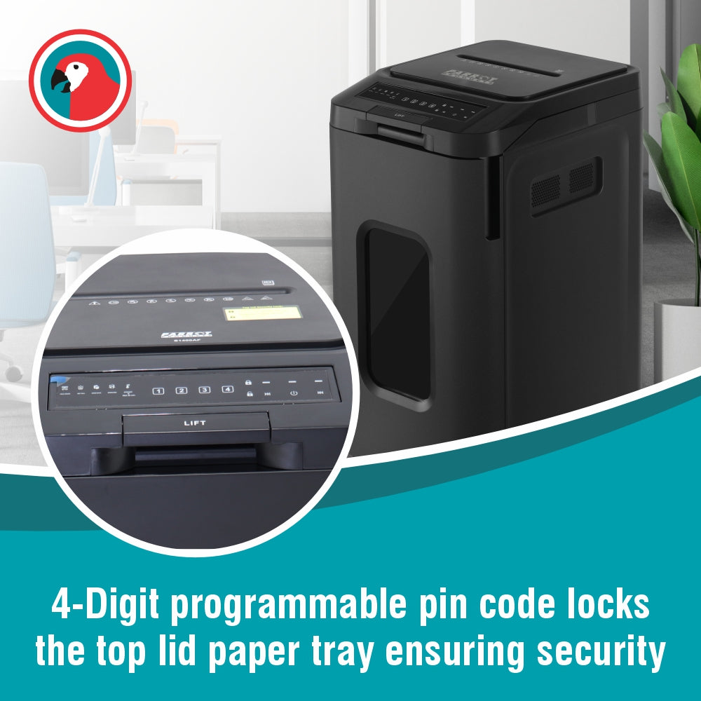 Parrot Shredder S1400AF - Paper 400 Sheet (4 x 12mm Mini Cross Cut Auto Feed)