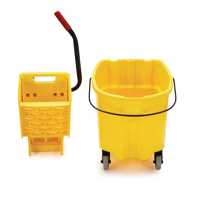 Rubbermaid WaveBrake 33L Side Press Bucket and Wringer, Yellow