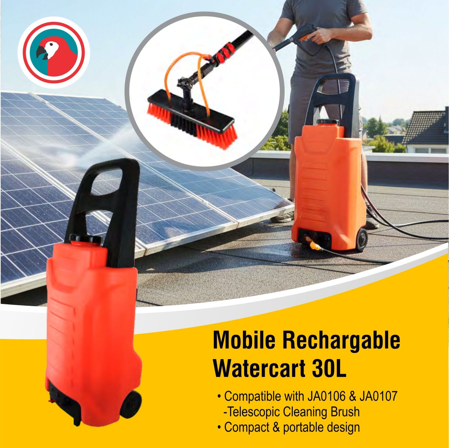 Parrot Mobile Rechargeable Watercart 30L – Portable Cleaning Water Supply System (JA0114)