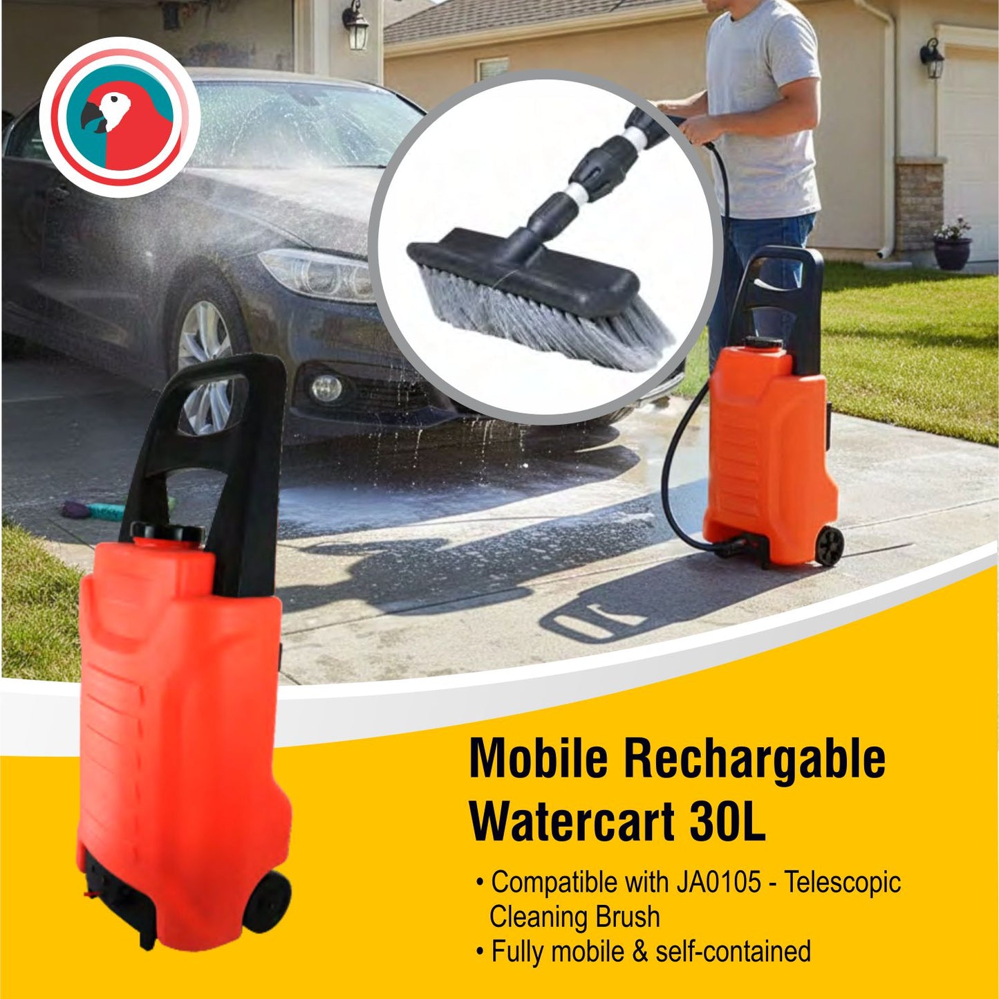 Parrot Mobile Rechargeable Watercart 30L – Portable Cleaning Water Supply System (JA0114)