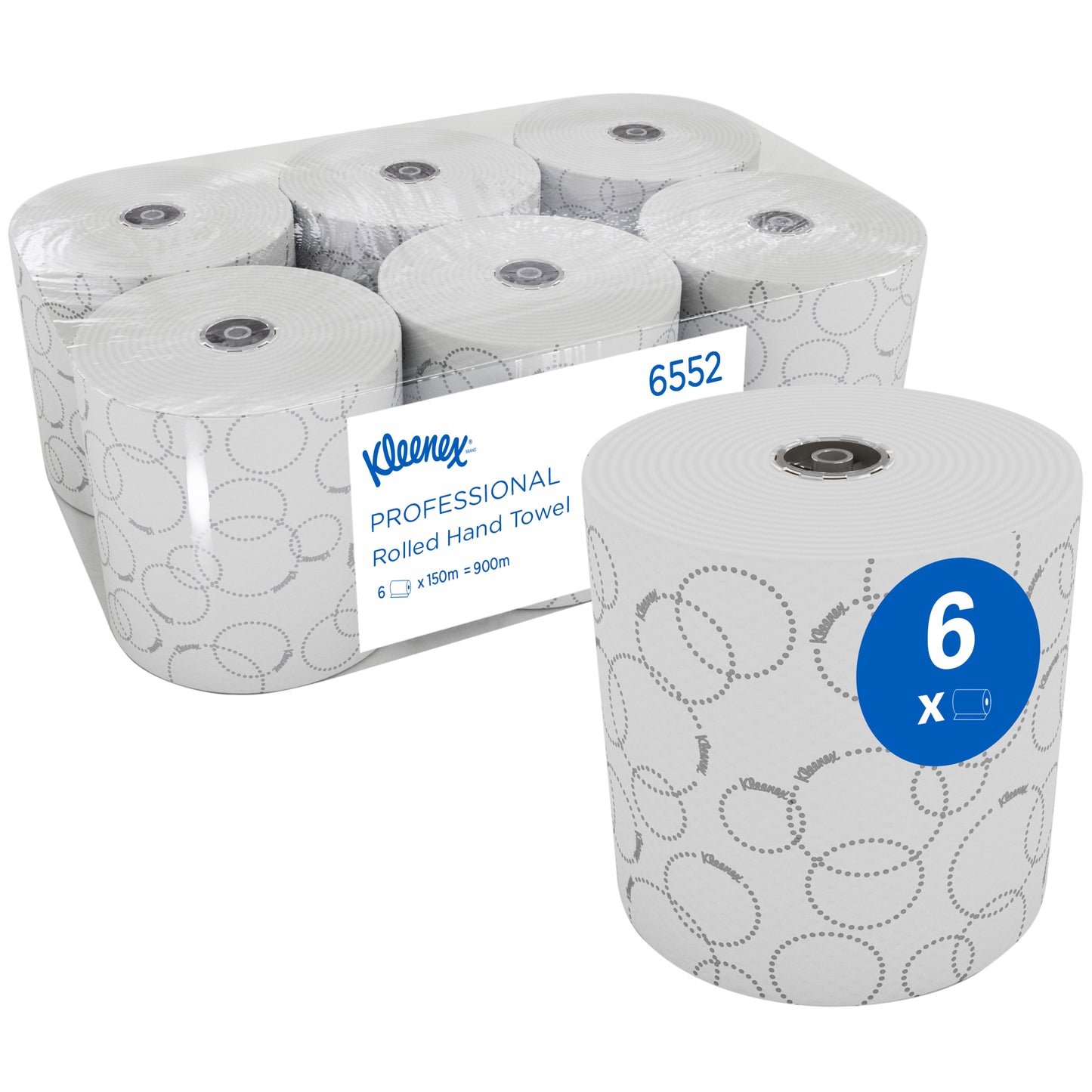 KIMBERLY-CLARK KLEENEX Rolled Hand Towel - 2 Ply (Pack of 6 Rolls) (Code 6552)