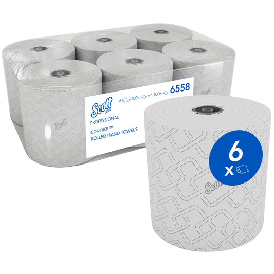 KIMBERLY-CLARK SCOTT CONTROL Rolled Hand Towel - 2 Ply (Pack of 6 Rolls) (Code 6558)