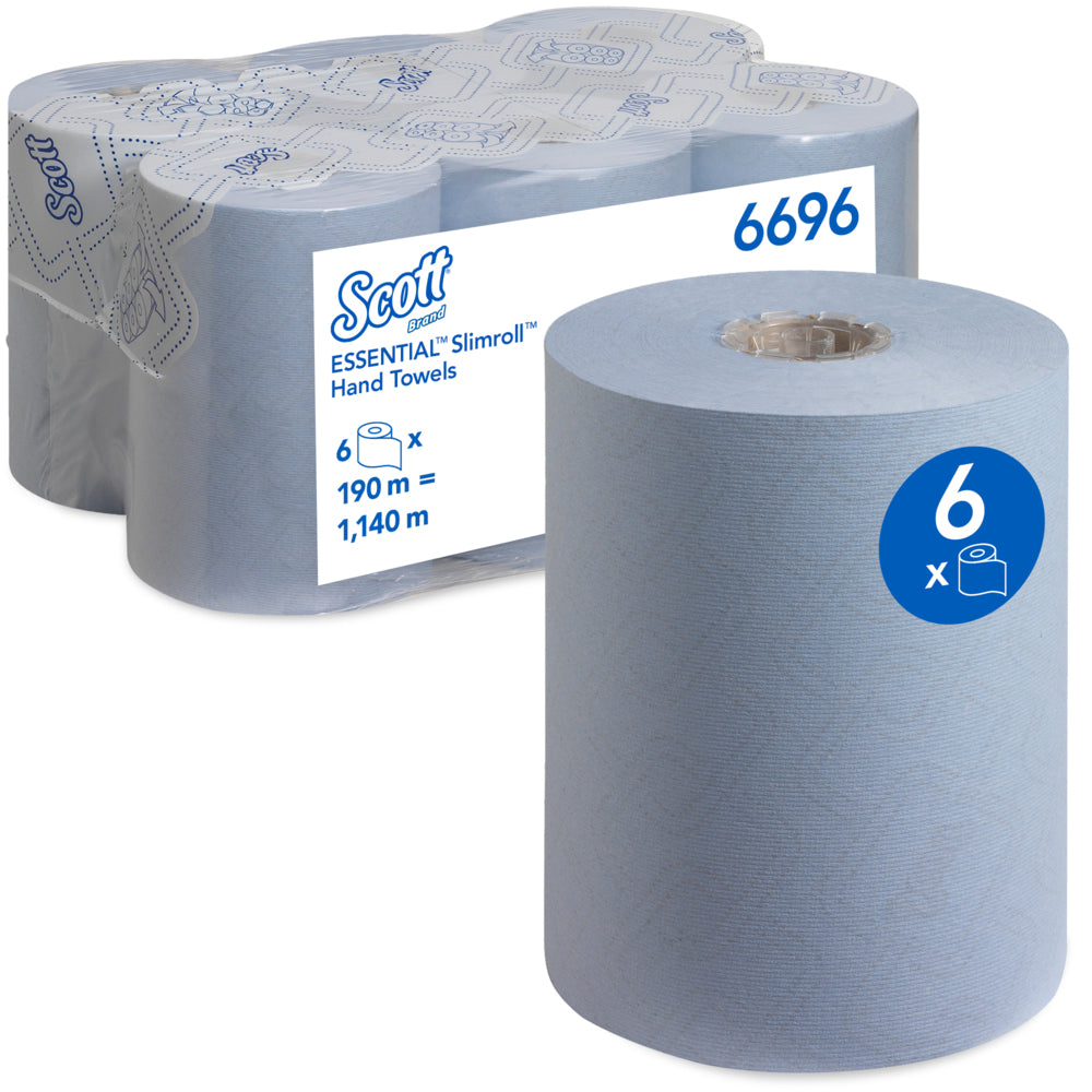 KIMBERLY-CLARK SCOTT ESSENTIAL SLIMROLL Hand Towels / Blue (Pack of 6 Rolls) (Code 6696)