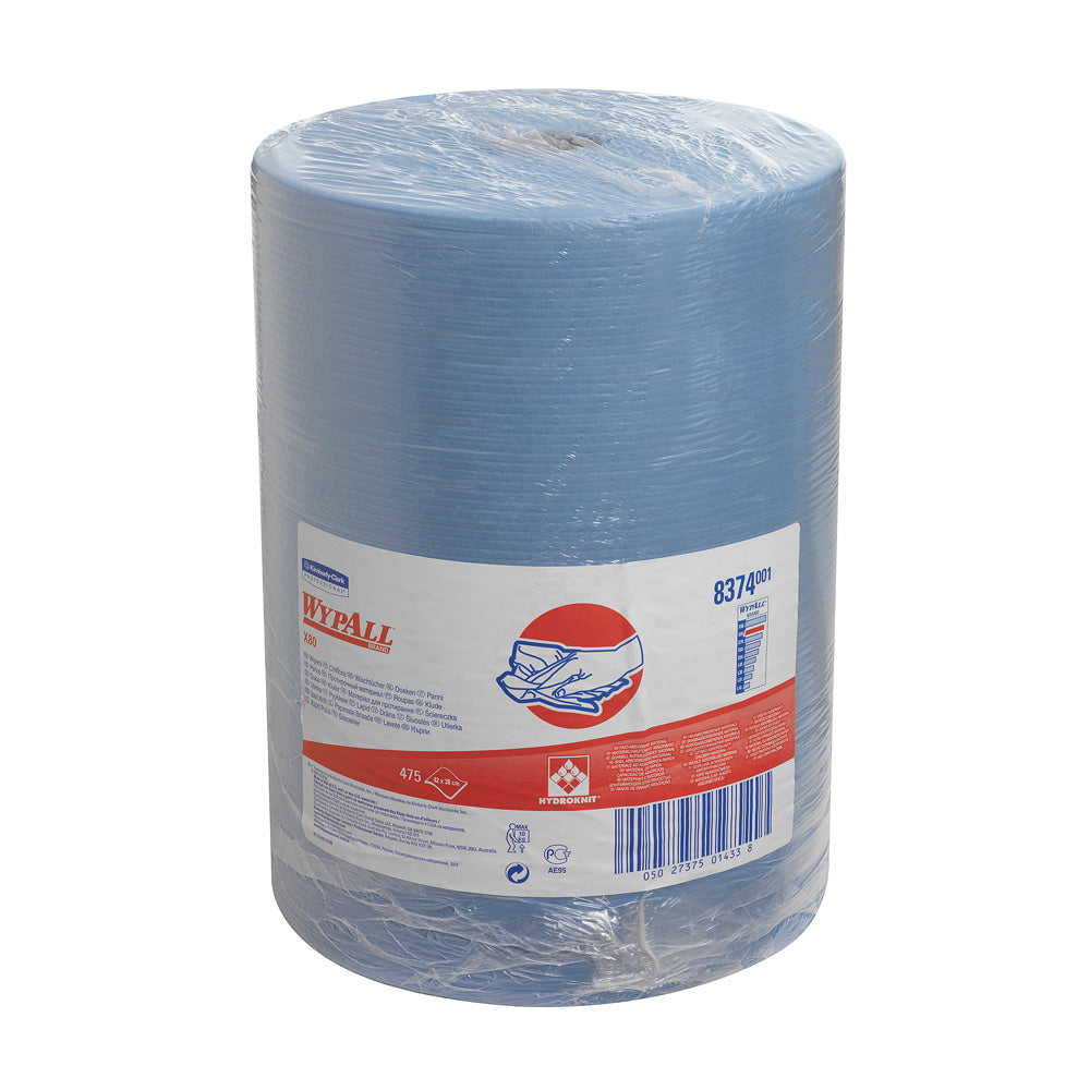 WypAll X80 Cloths - Large Roll / Blue (1 Roll of 475 Sheets) - Code 8374