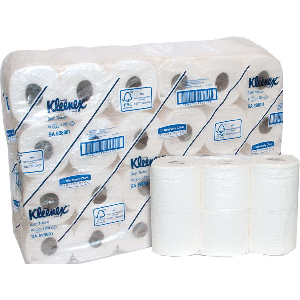 KIMBERLY-CLARK KLEENEX Toilet Tissue - Unwrapped / White / 2 Ply (Pack of 48 rolls) (Code SA528801)