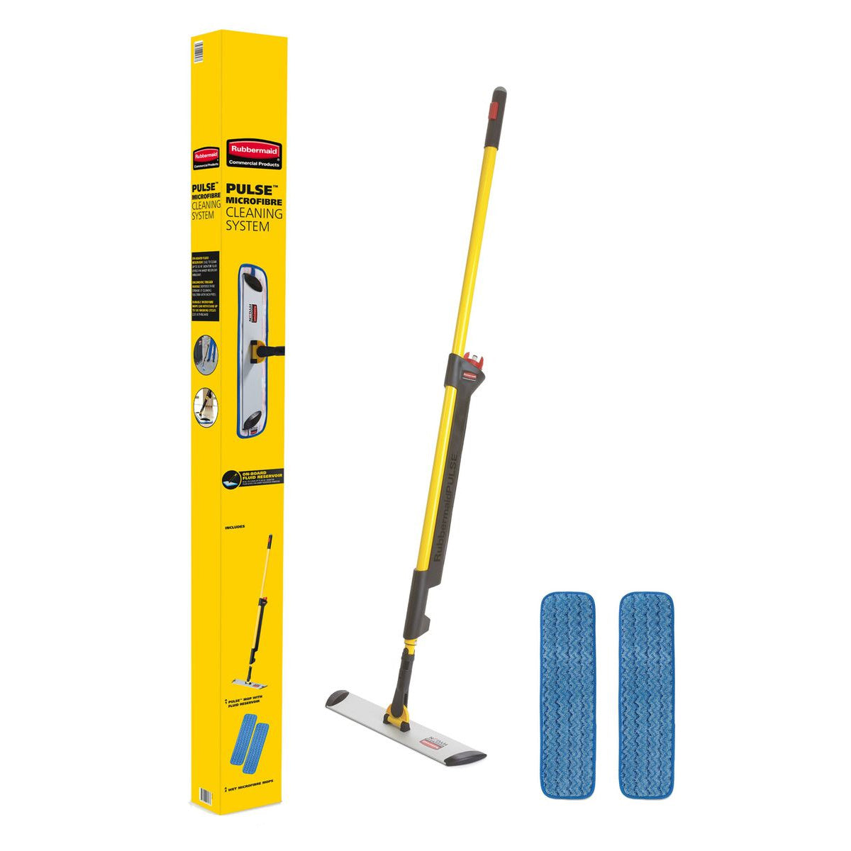 Rubbermaid HYGEN Pulse Microfibre Mop with On-Board Reservoir and 2 x 40cm Wet Mop Sleeves