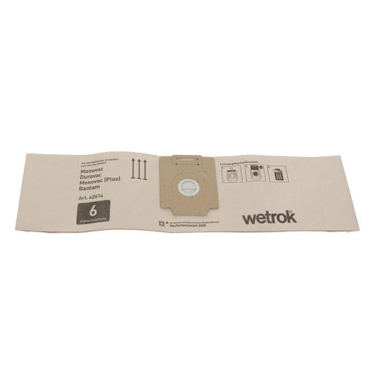 Wetrok Paper Filter Bags for Durovac/Monovac 6 Vacuum Cleaner (Pack of 10)